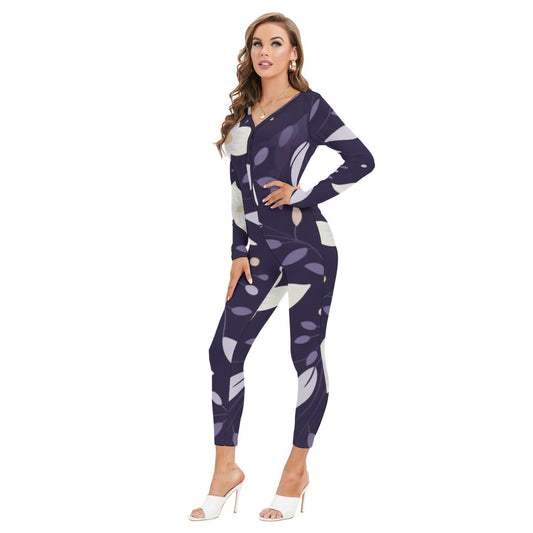 All-Over Print Women's Plunging Neck Jumpsuit