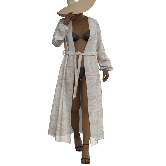 All-Over Print Women's Lace-up Chiffon Robe