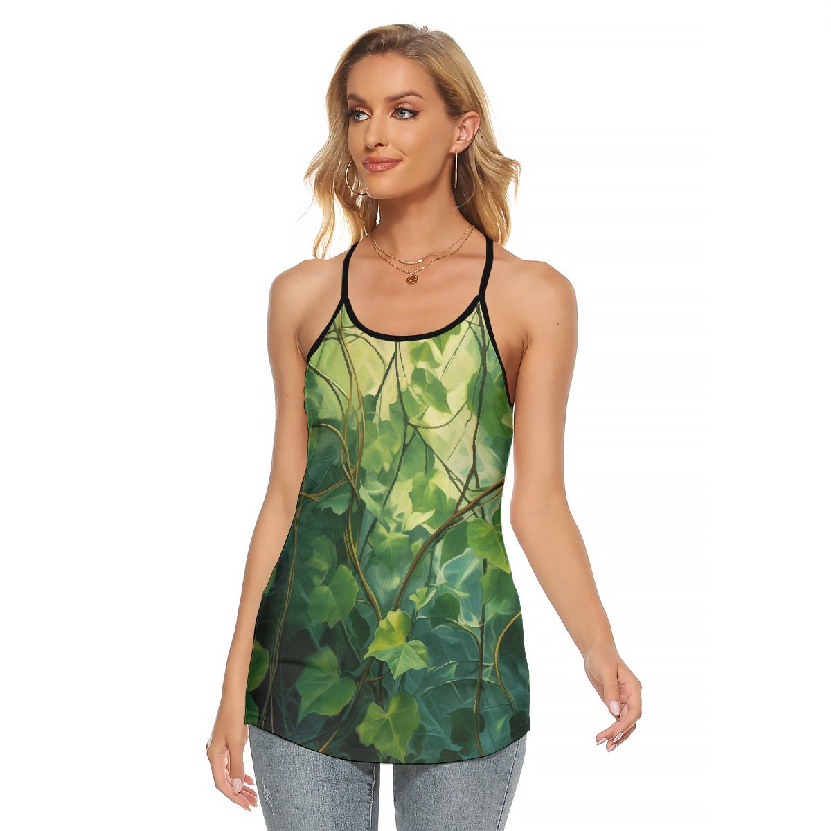 All-Over Print Women's Criss-Cross Open Back Tank Top