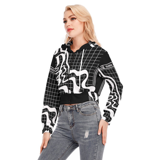 All-Over Print Women's Crop Top Hoodie With Zipper Closure