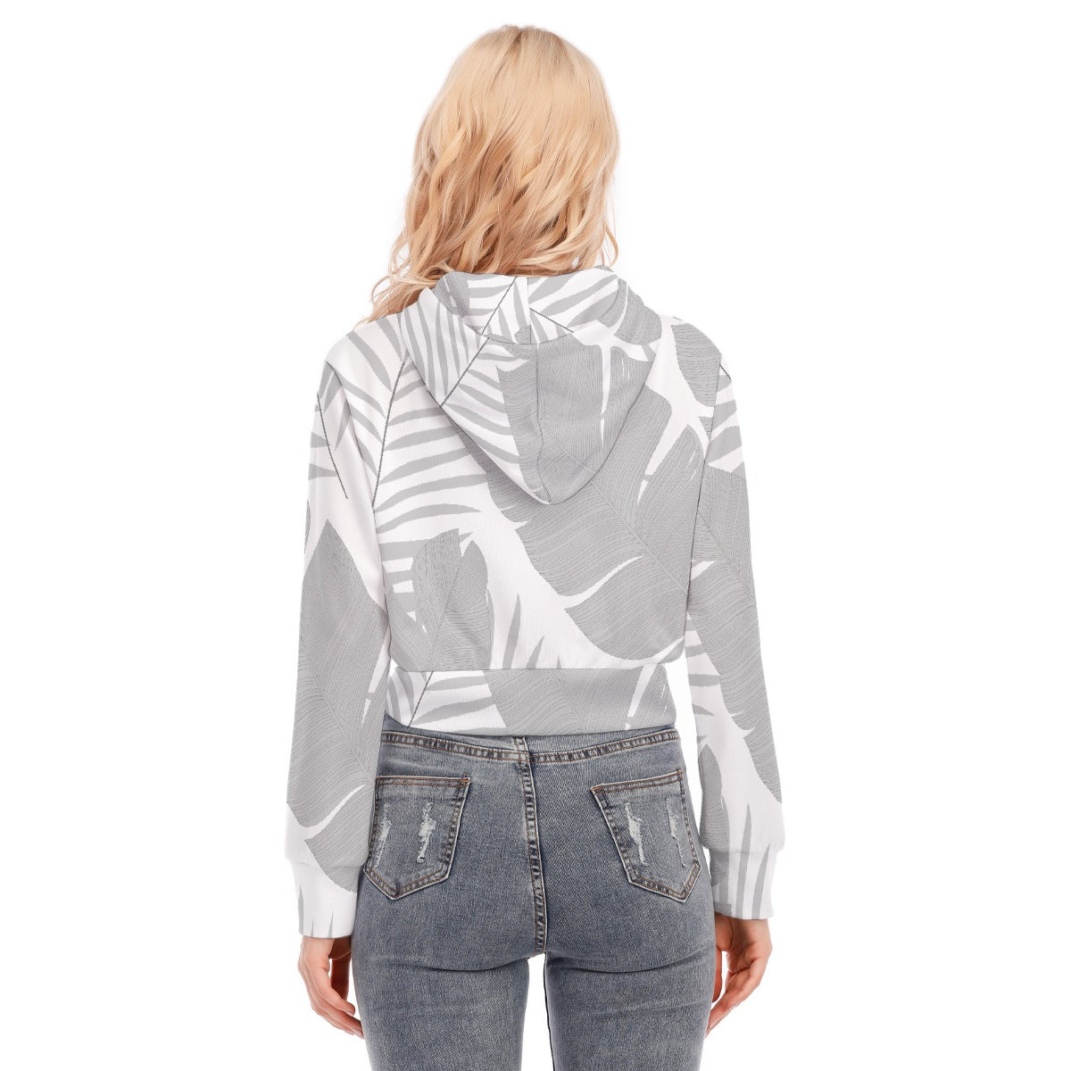 All-Over Print Women's Crop Top Hoodie With Zipper Closure