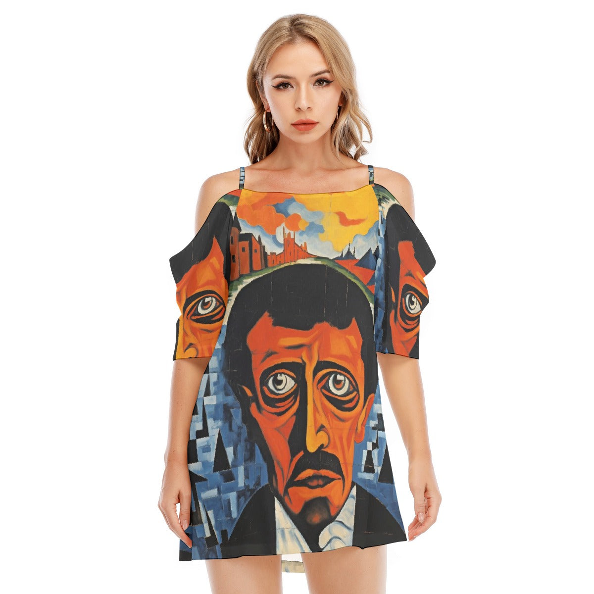 All-Over Print Women's Off-shoulder Cami Dress