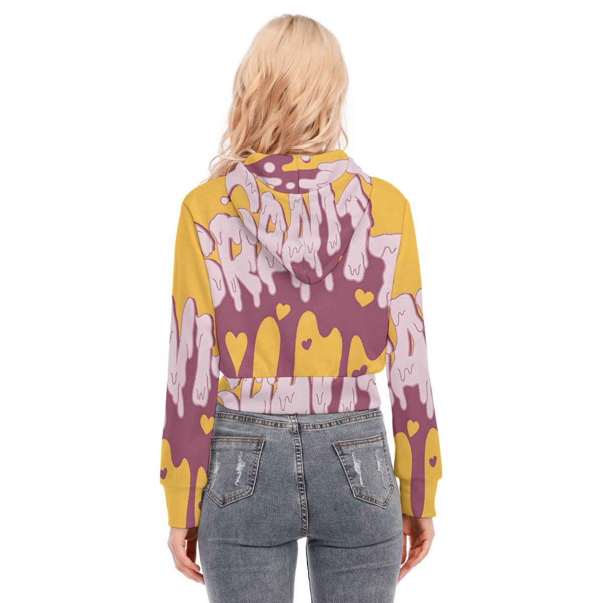 All-Over Print Women's Crop Top Hoodie With Zipper Closure