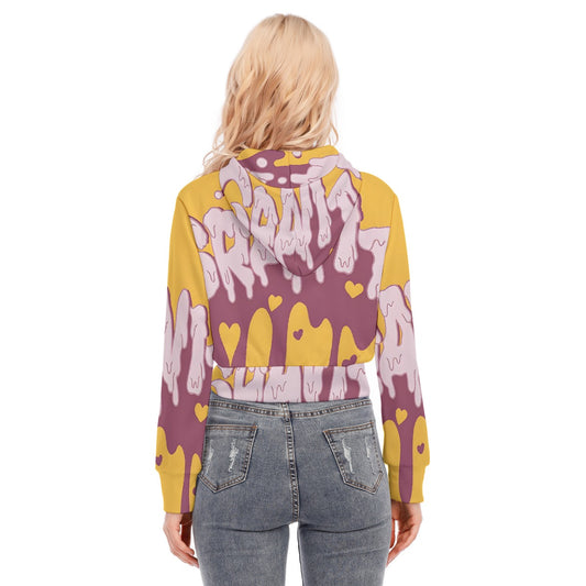 All-Over Print Women's Crop Top Hoodie With Zipper Closure