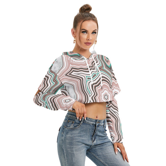 All-Over Print Women's Heavy Fleece Hoodie With Hollow Out Sleeve