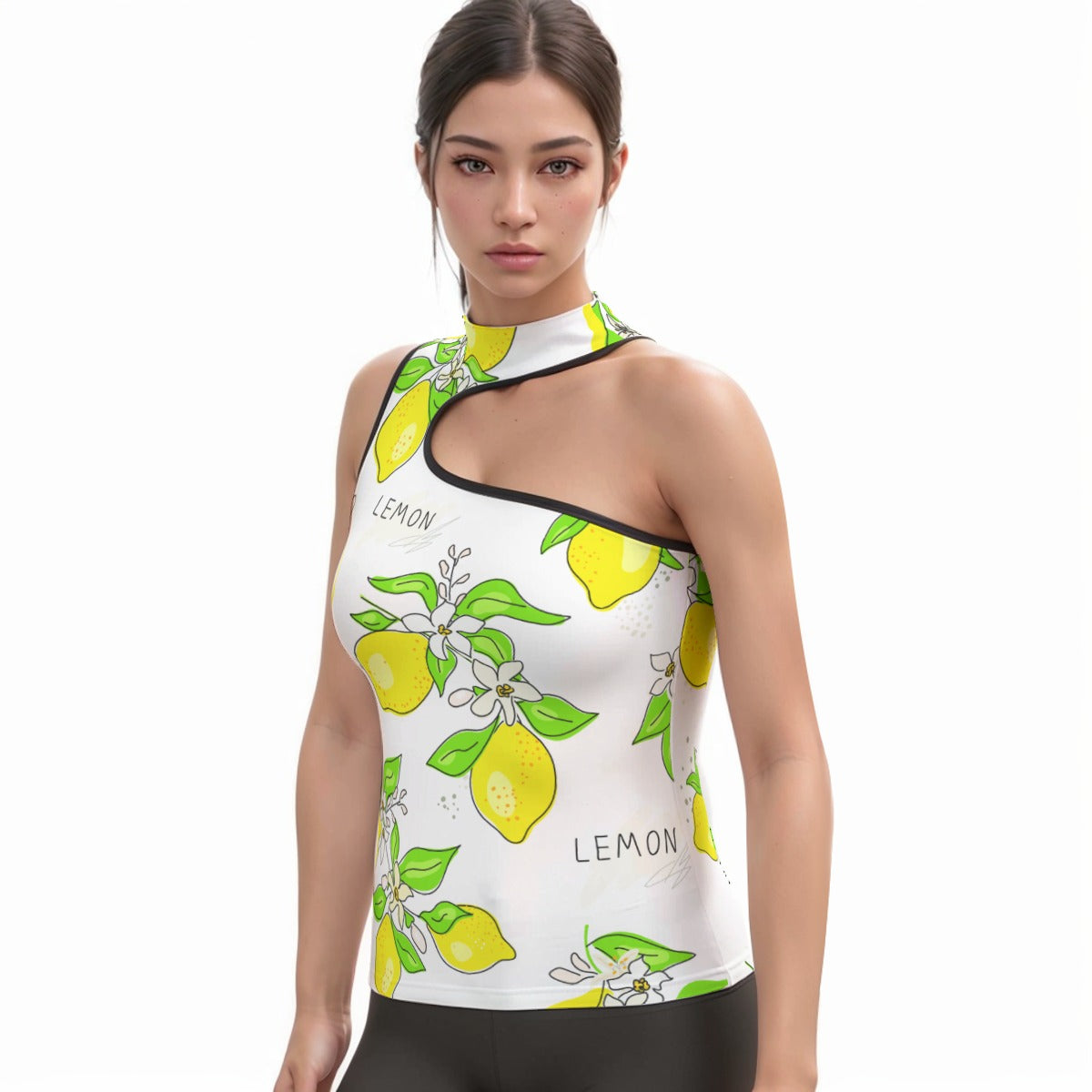 All-Over Print Women's Halter Sleeveless Asymmetrical Tank Top
