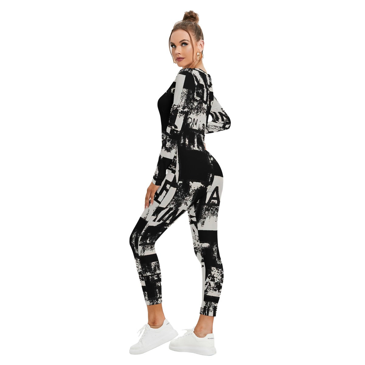 All-Over Print Women's Plunging Neck Jumpsuit
