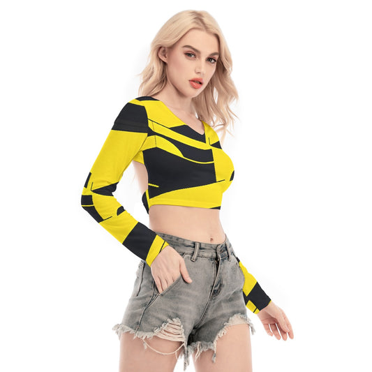 All-Over Print Women's Back Hollow T-shirt With Strap