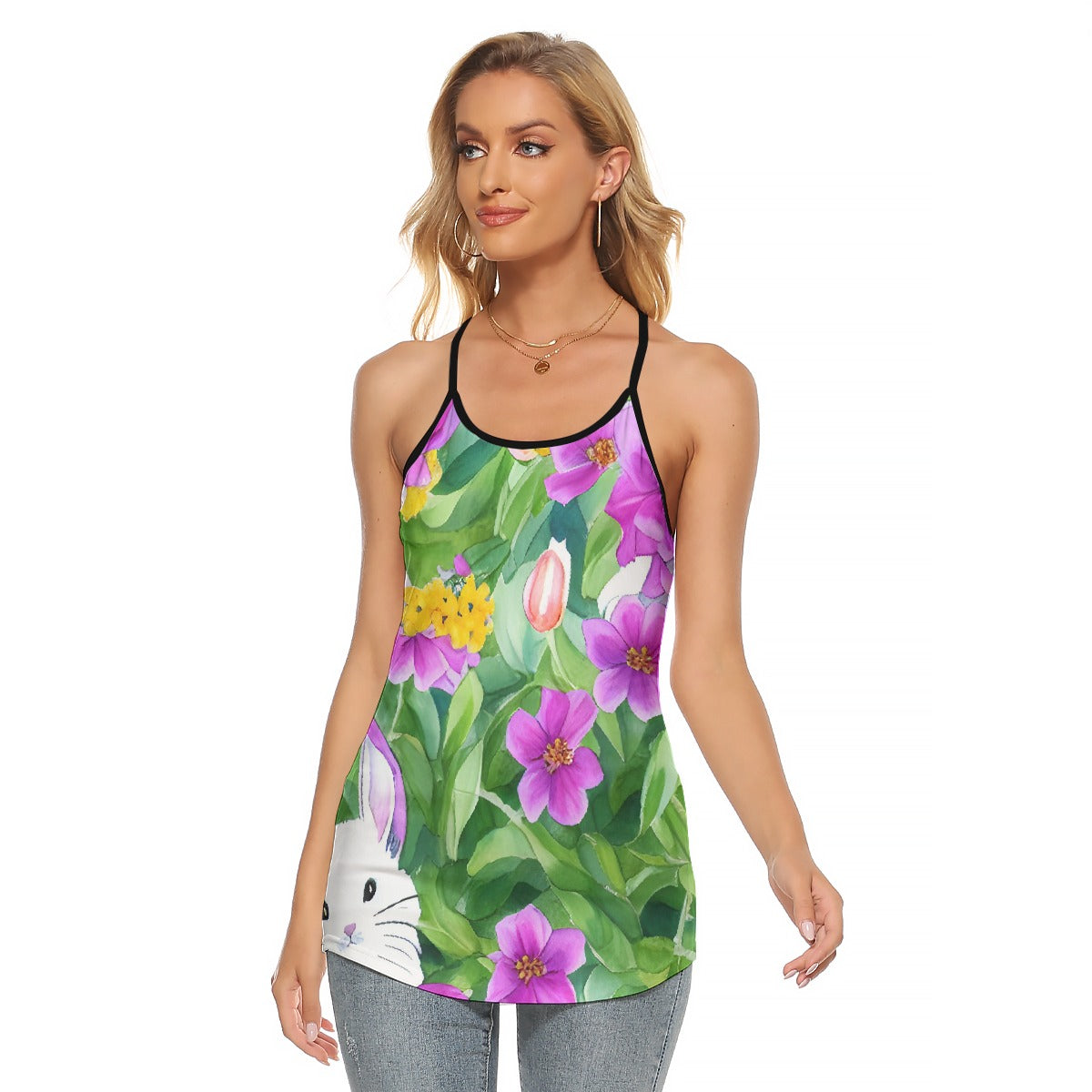 All-Over Print Women's Criss-Cross Open Back Tank Top