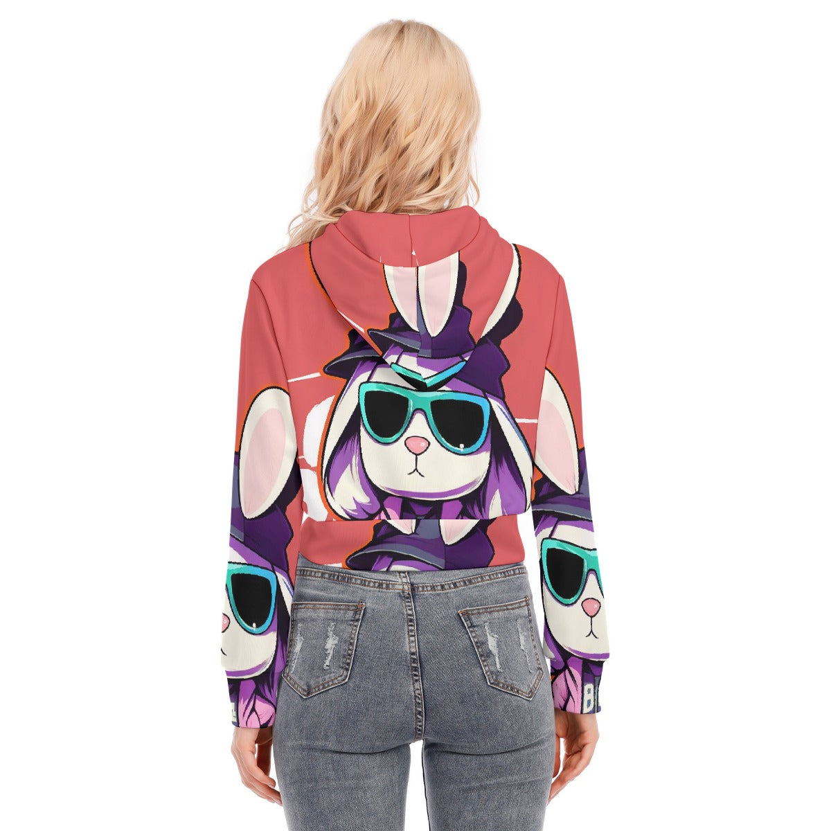 All-Over Print Women's Crop Top Hoodie With Zipper Closure