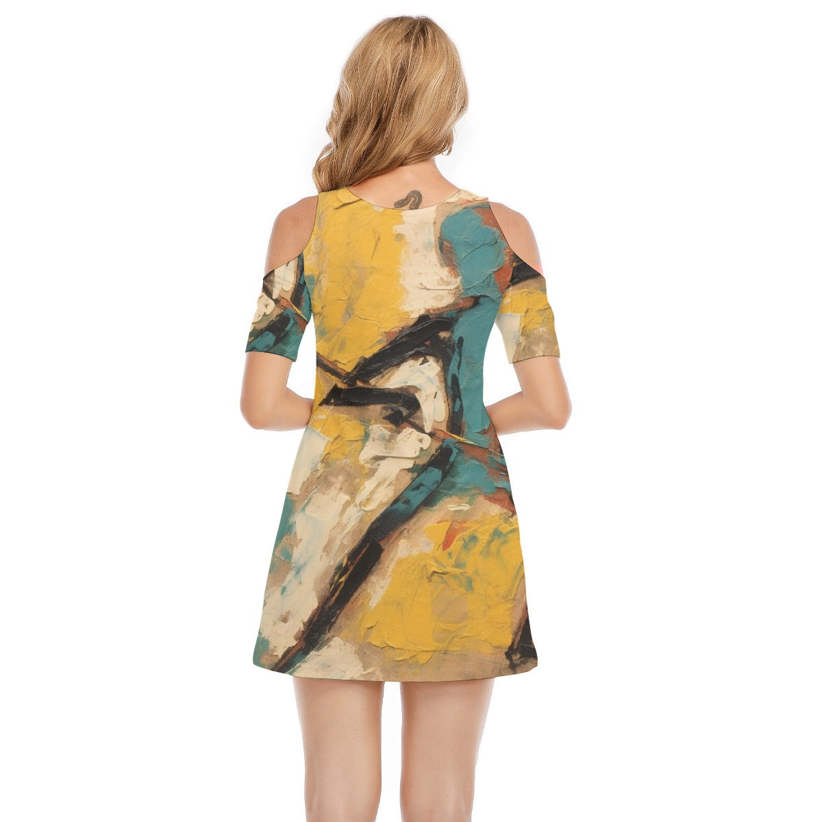 All-Over Print Women's Cold Shoulder Dress | 190GSM Cotton