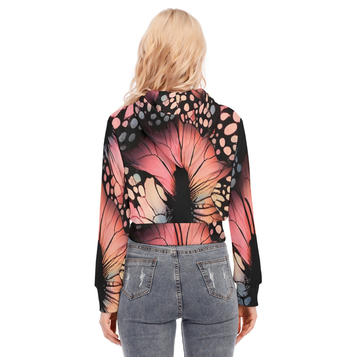 All-Over Print Women's Crop Top Hoodie With Zipper Closure