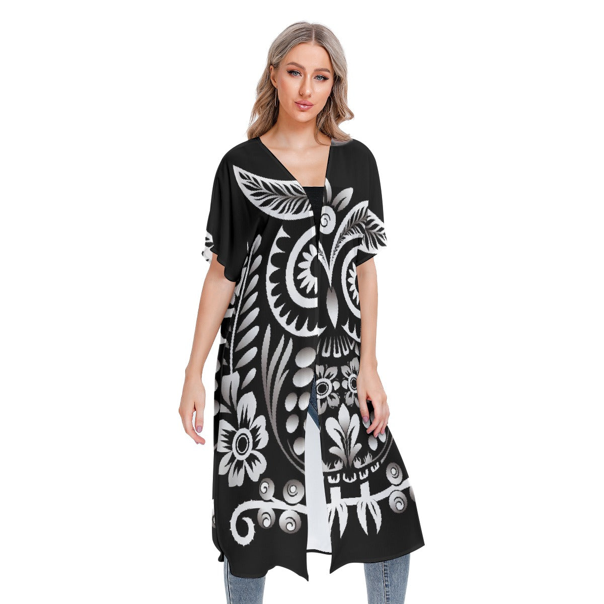 All-Over Print Women's Short Sleeve Cardigan