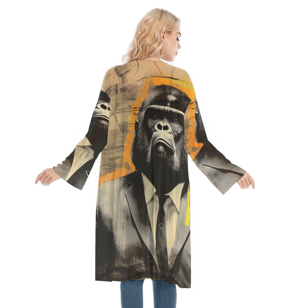 All- Over Print Women's Long Sleeve Mesh Cardigan