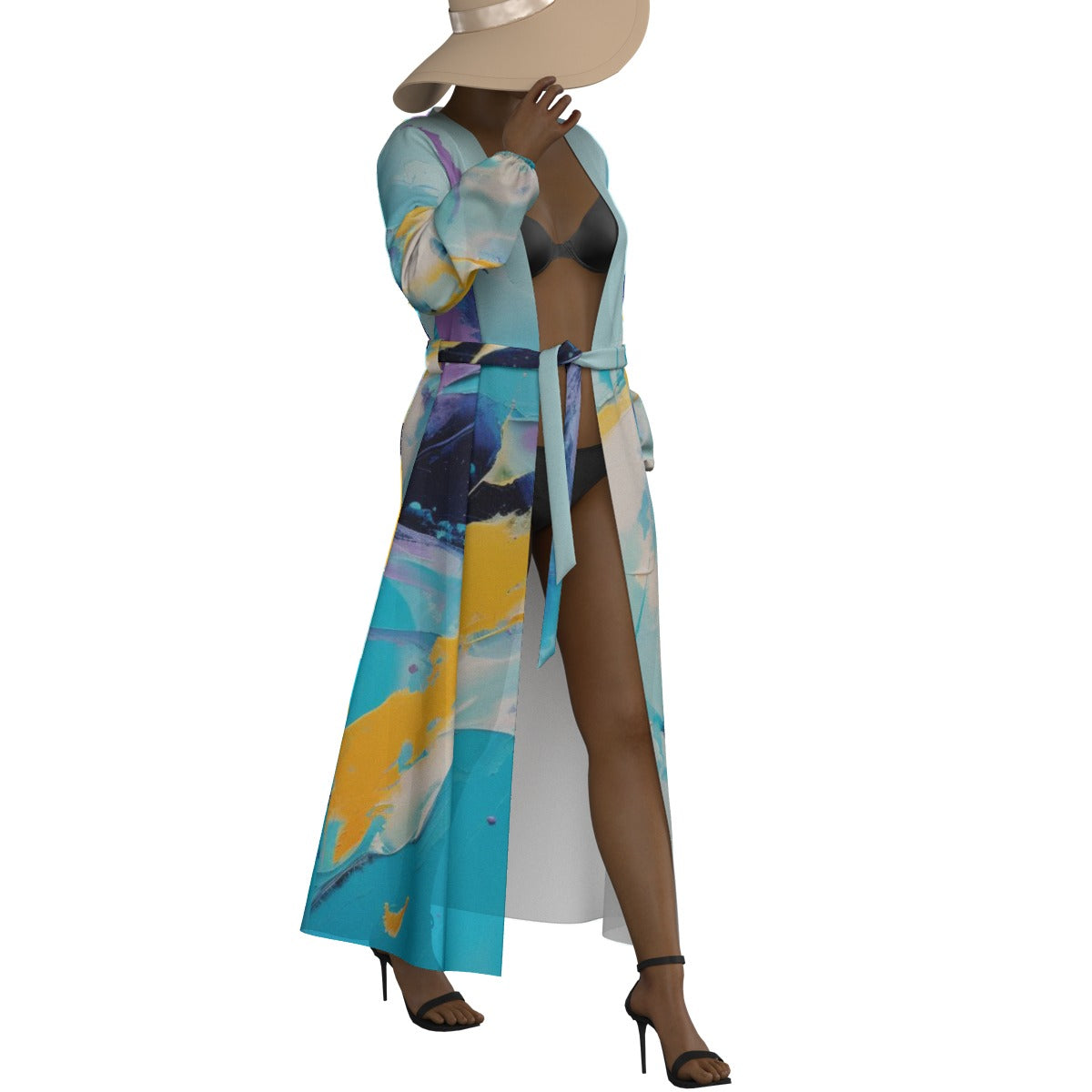 All-Over Print Women's Lace-up Chiffon Robe