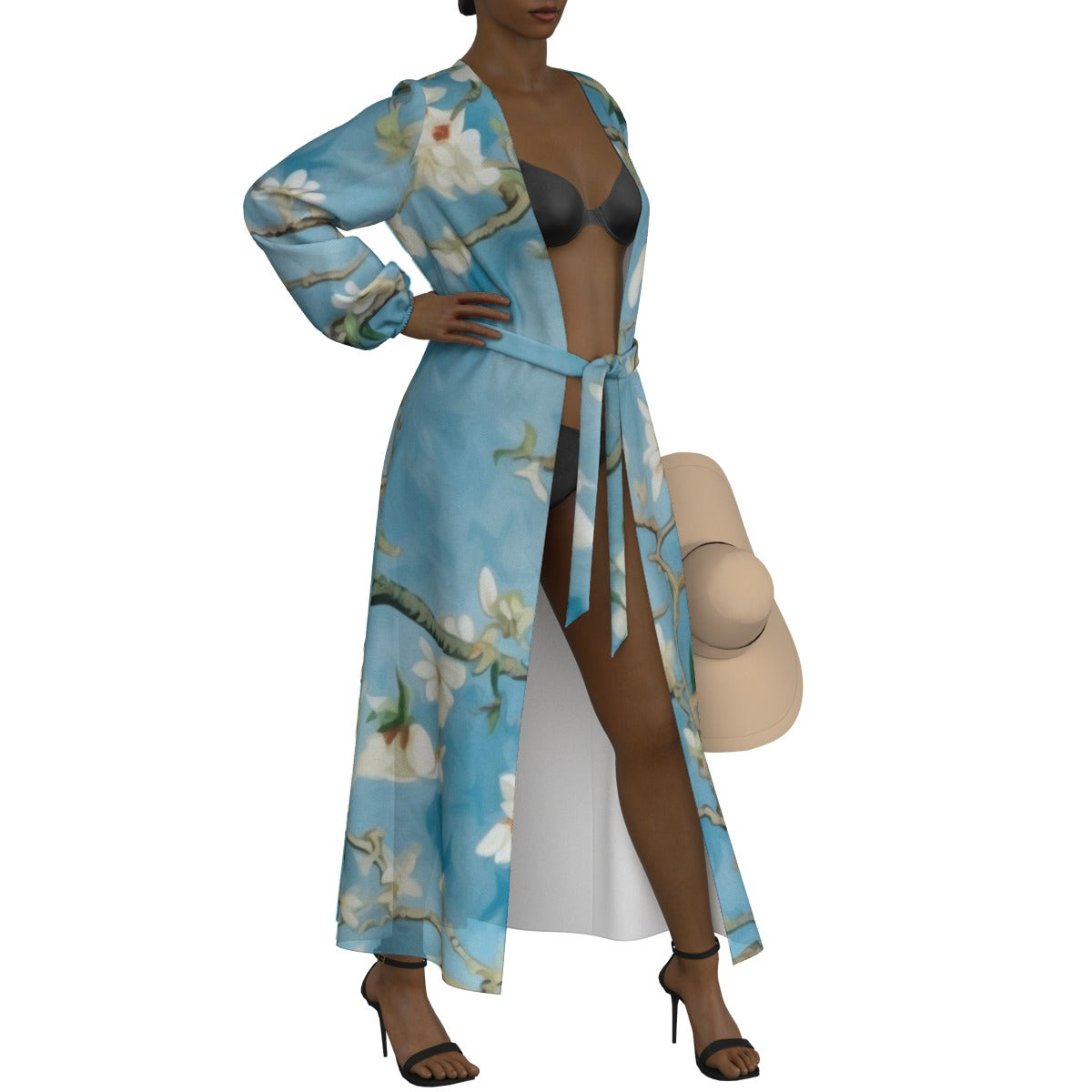 All-Over Print Women's Lace-up Chiffon Robe