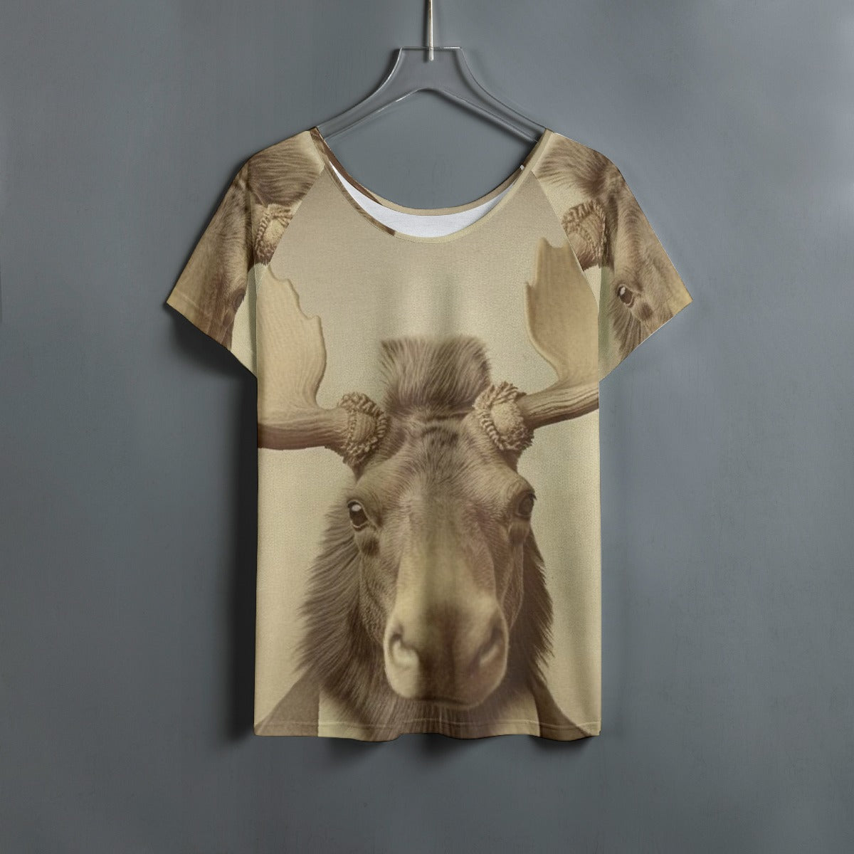 All-Over Print Women's Round Neck T-shirt With Raglan Sleeve