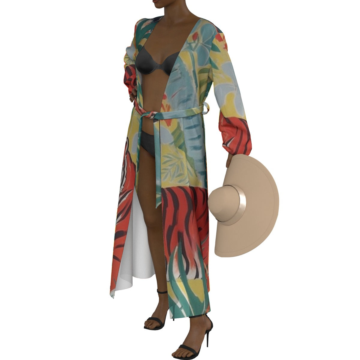 All-Over Print Women's Lace-up Chiffon Robe