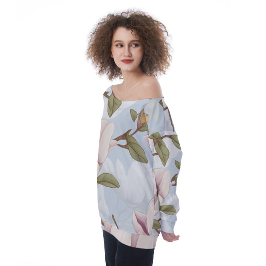 All-Over Print Oversized Women's Off-Shoulder Sweatshirt