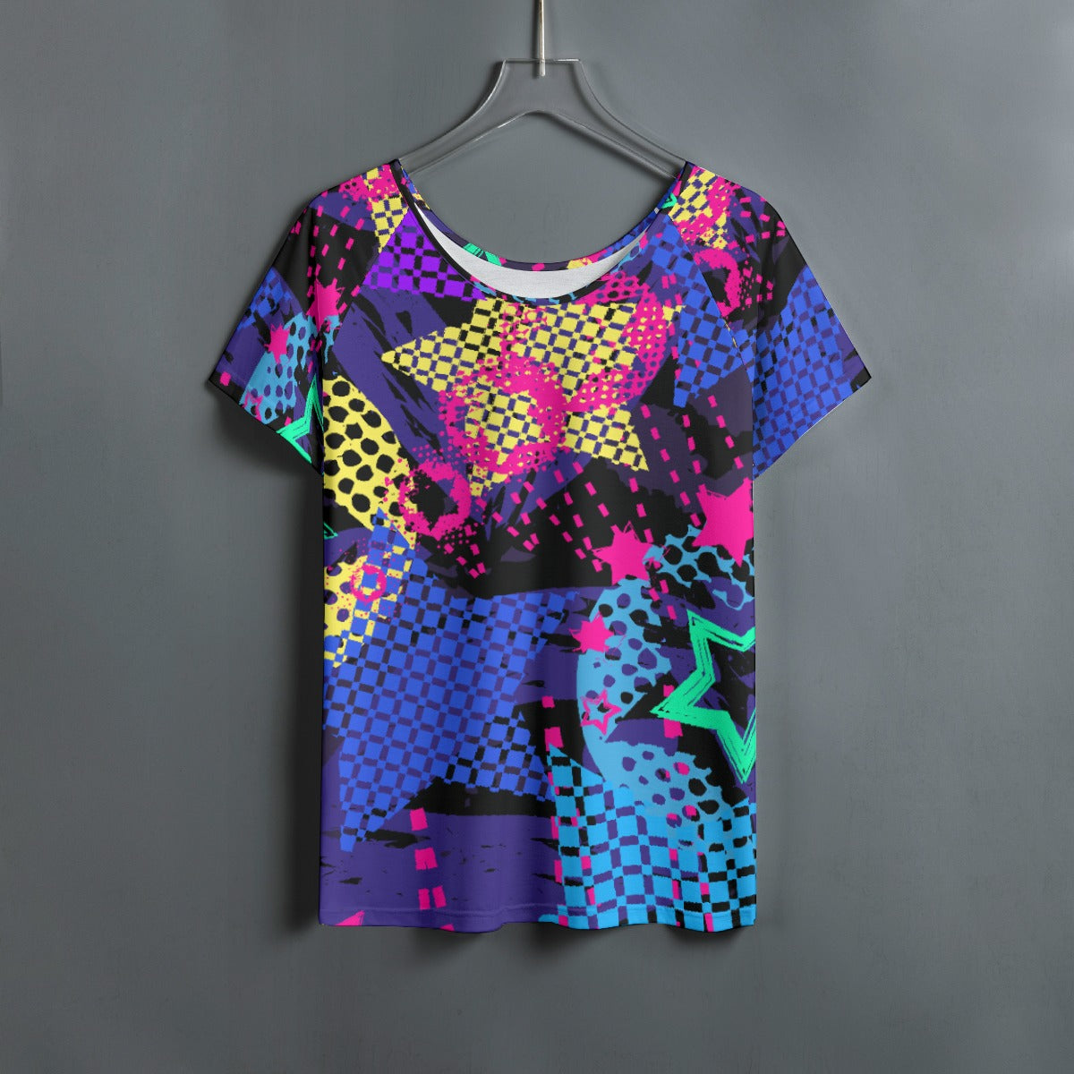All-Over Print Women's Round Neck T-shirt With Raglan Sleeve