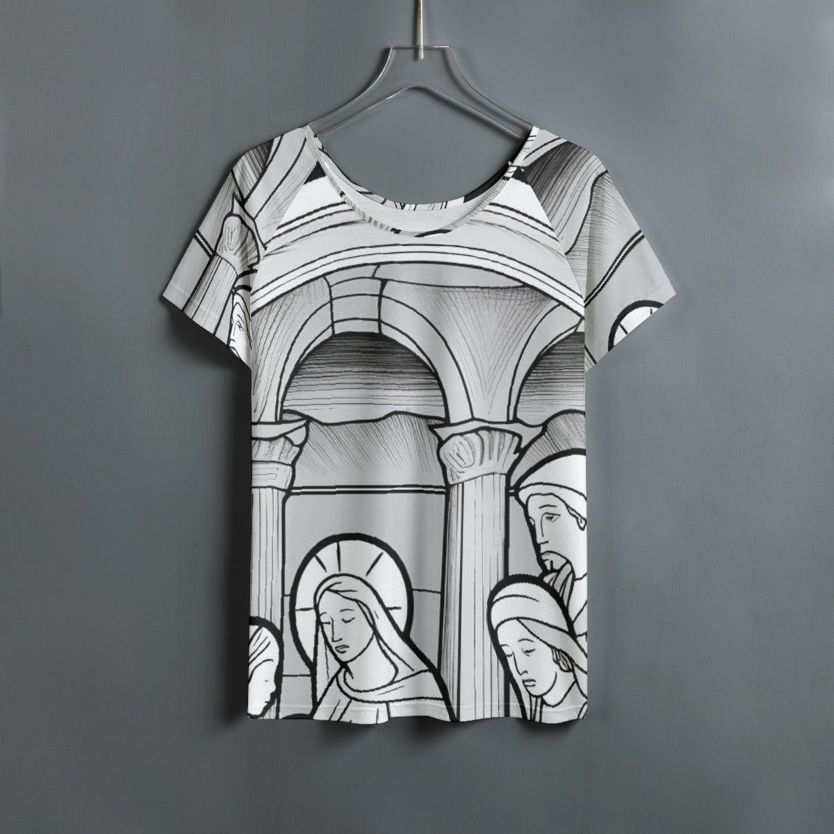 All-Over Print Women's Round Neck T-shirt With Raglan Sleeve