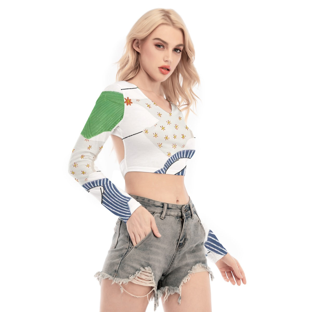 All-Over Print Women's Back Hollow T-shirt With Strap