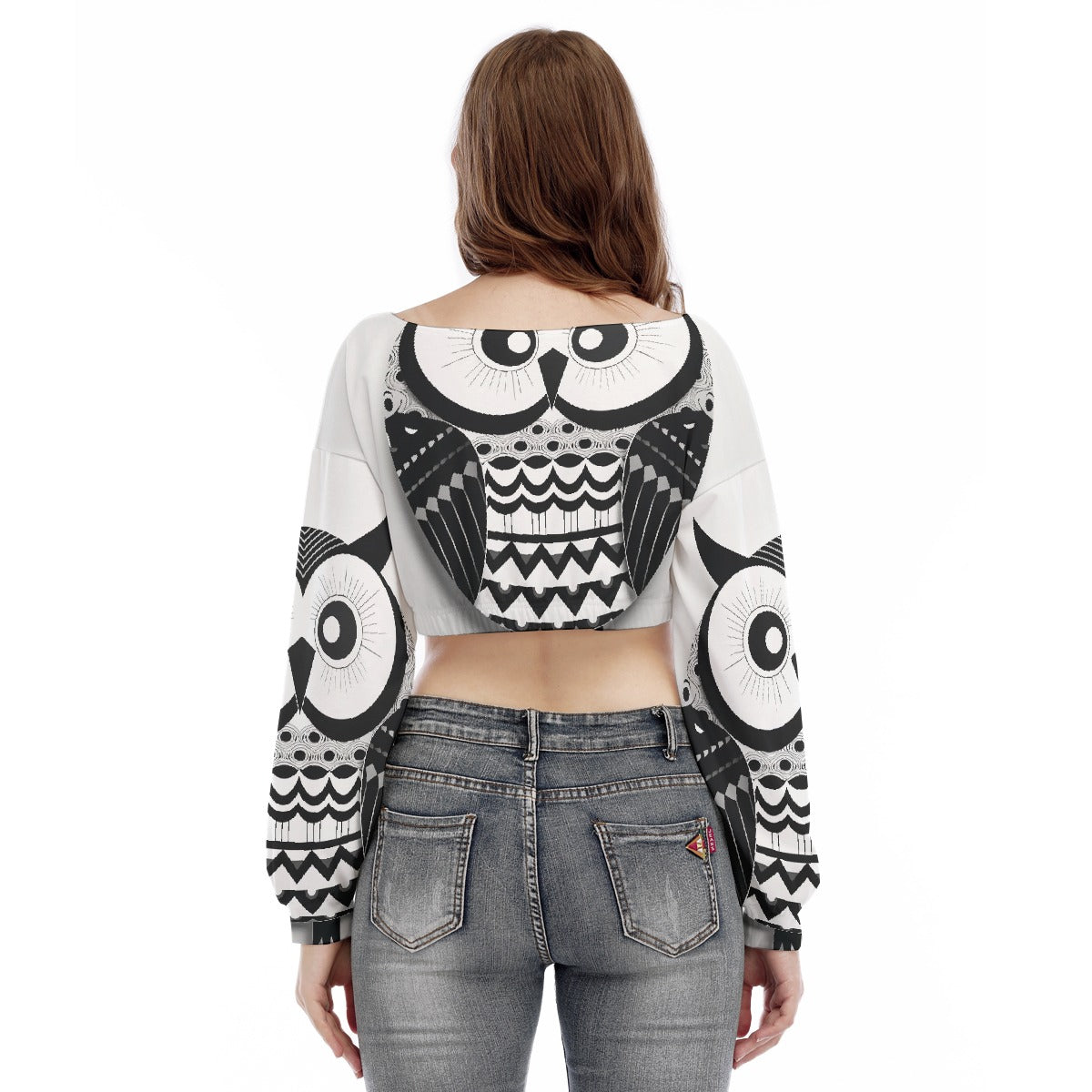 All-Over Print Women's V-neck Long Sleeve Cropped Sweatshirt