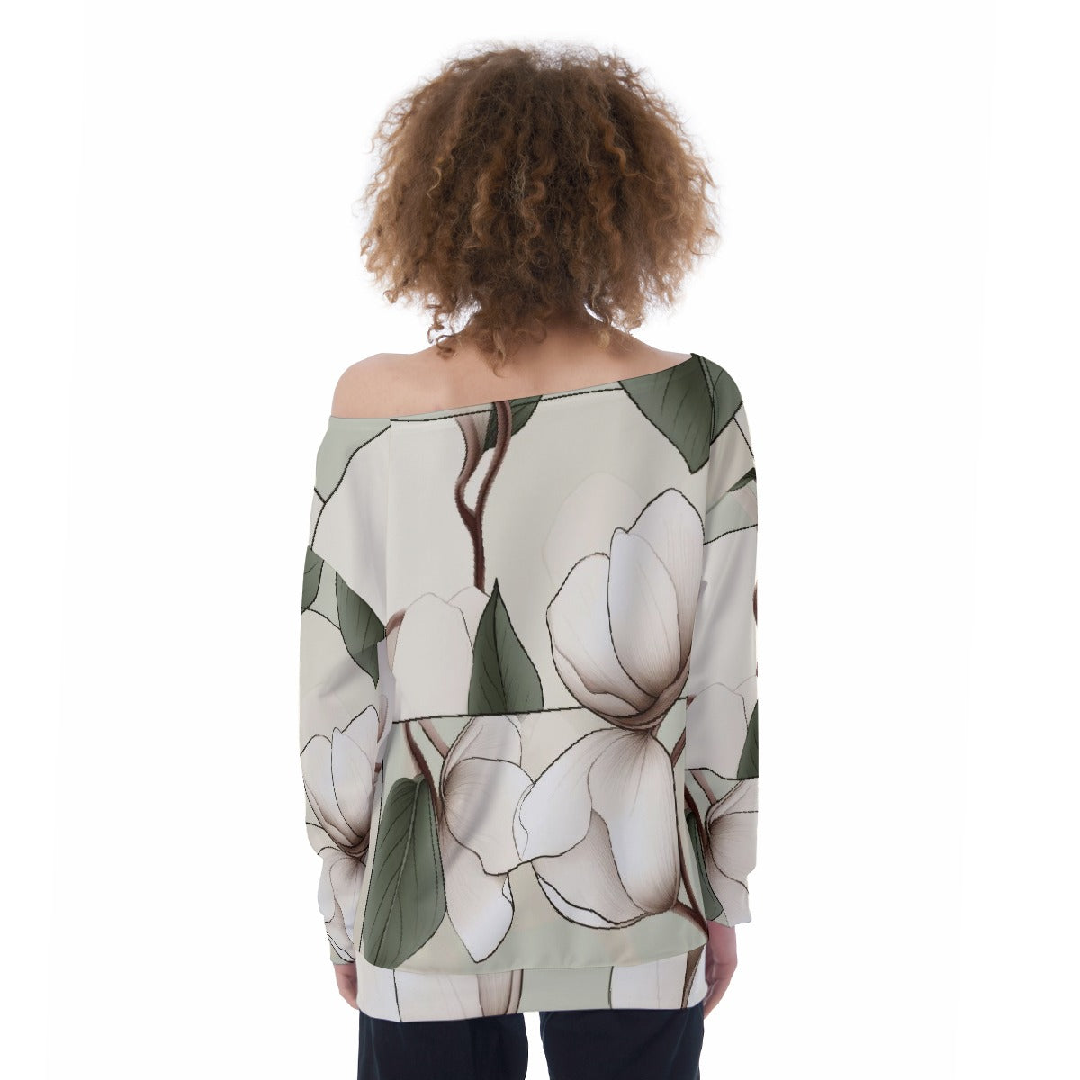 All-Over Print Oversized Women's Off-Shoulder Sweatshirt