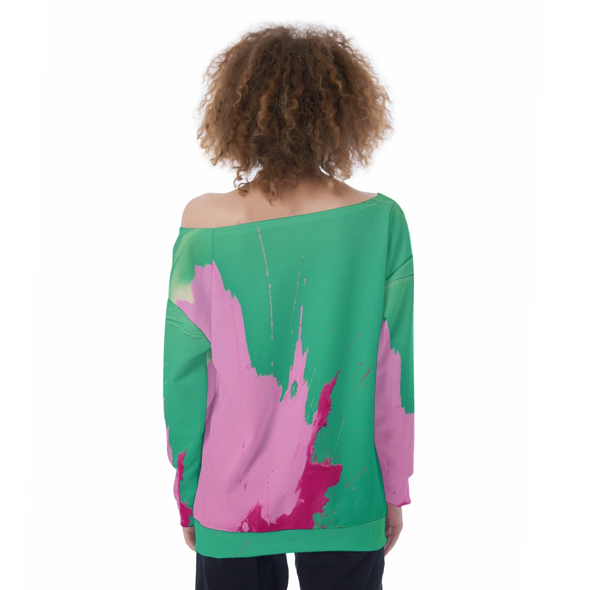 All-Over Print Oversized Women's Off-Shoulder Sweatshirt