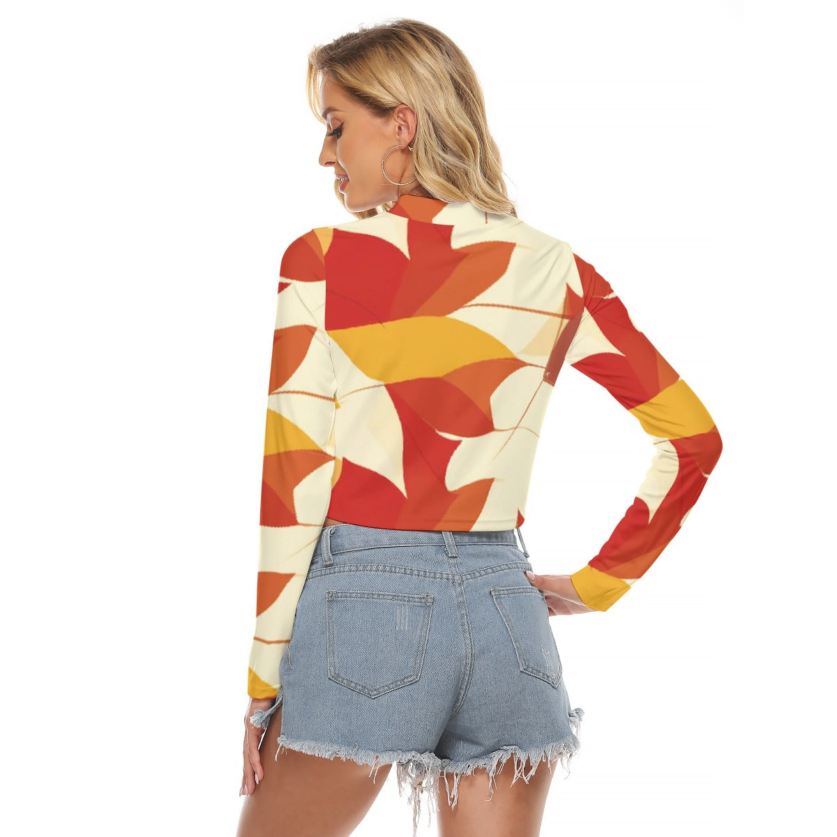 All-Over Print Women's Hollow Chest Keyhole Tight Crop Top