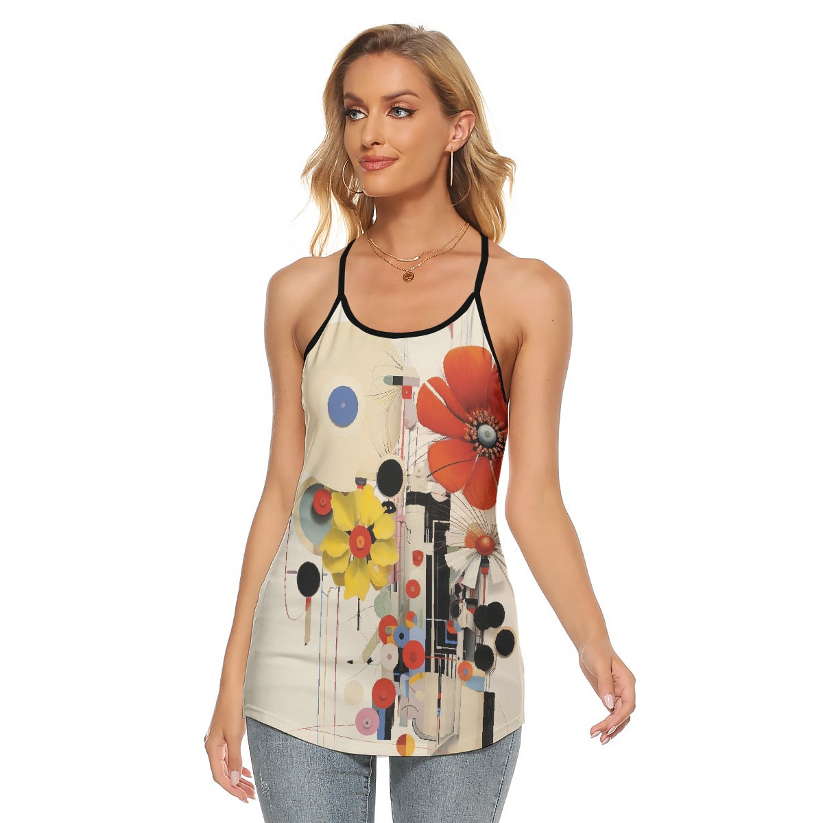 All-Over Print Women's Criss-Cross Open Back Tank Top