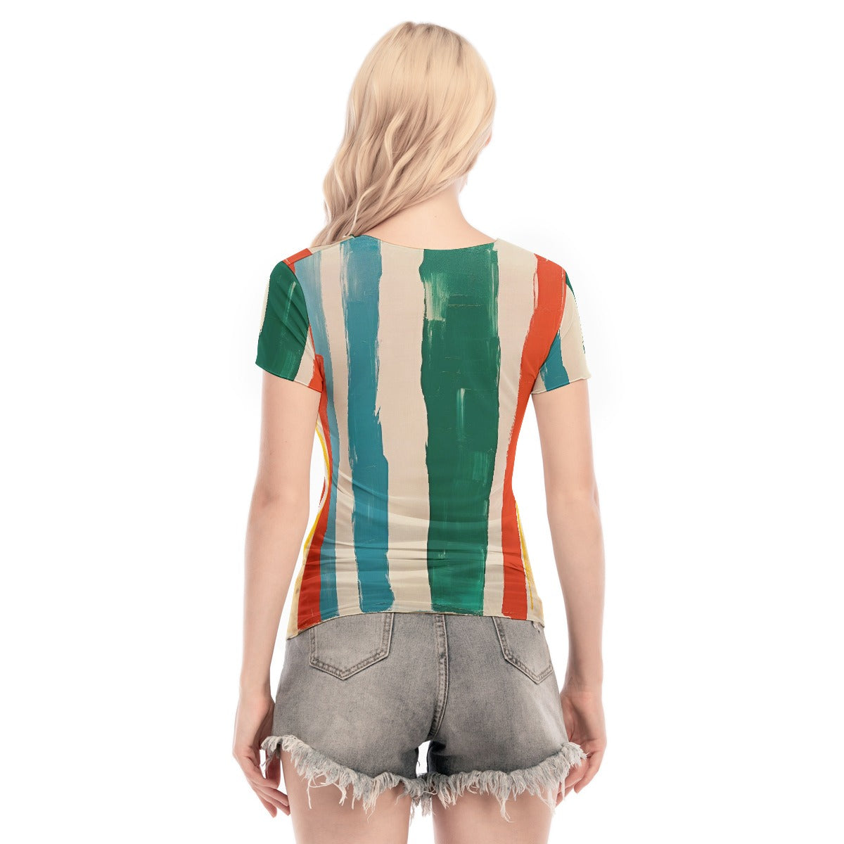 All-Over Print Women's Short Sleeve Mesh Blouse