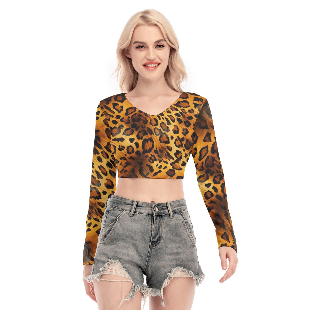 All-Over Print Women's Back Hollow T-shirt With Strap