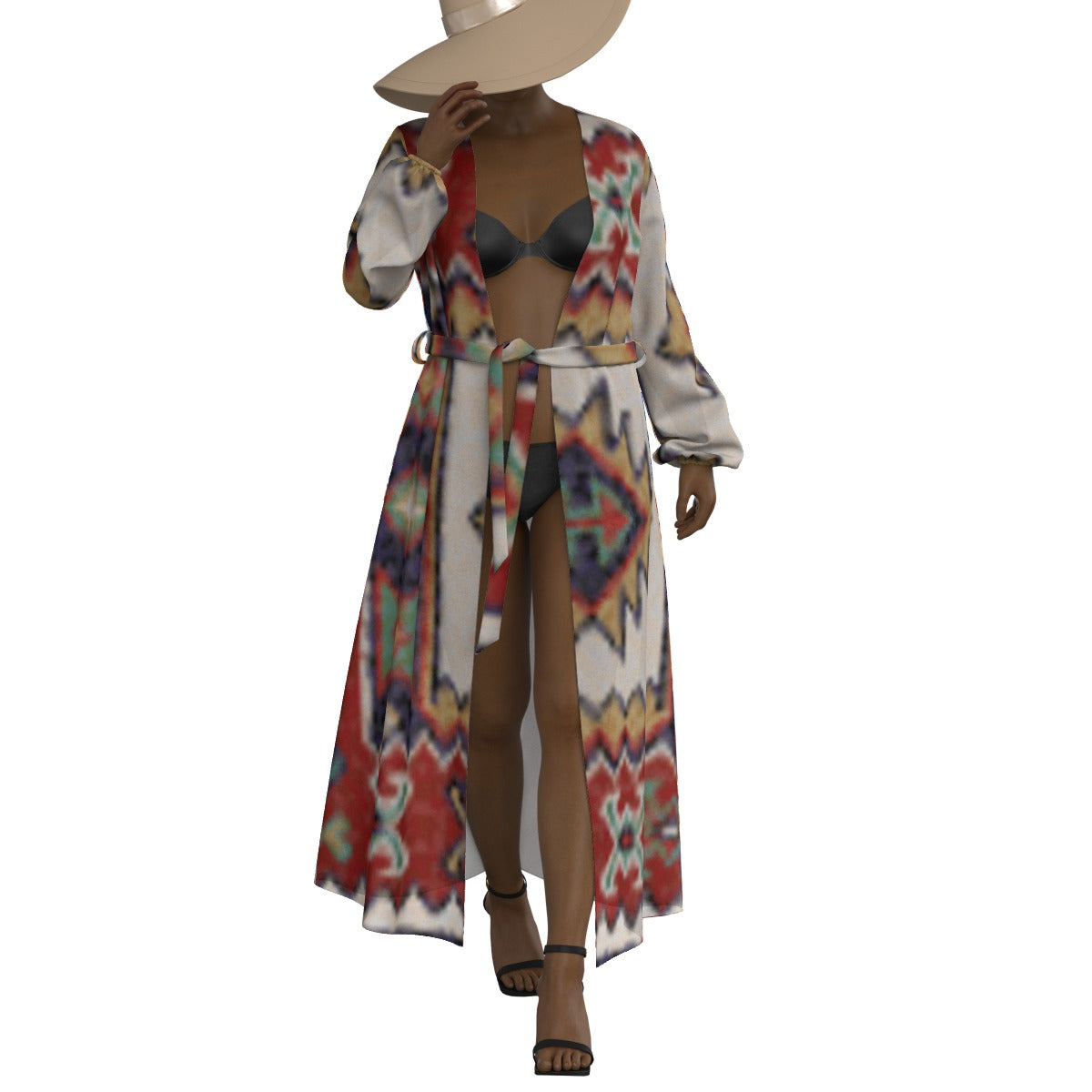 All-Over Print Women's Lace-up Chiffon Robe