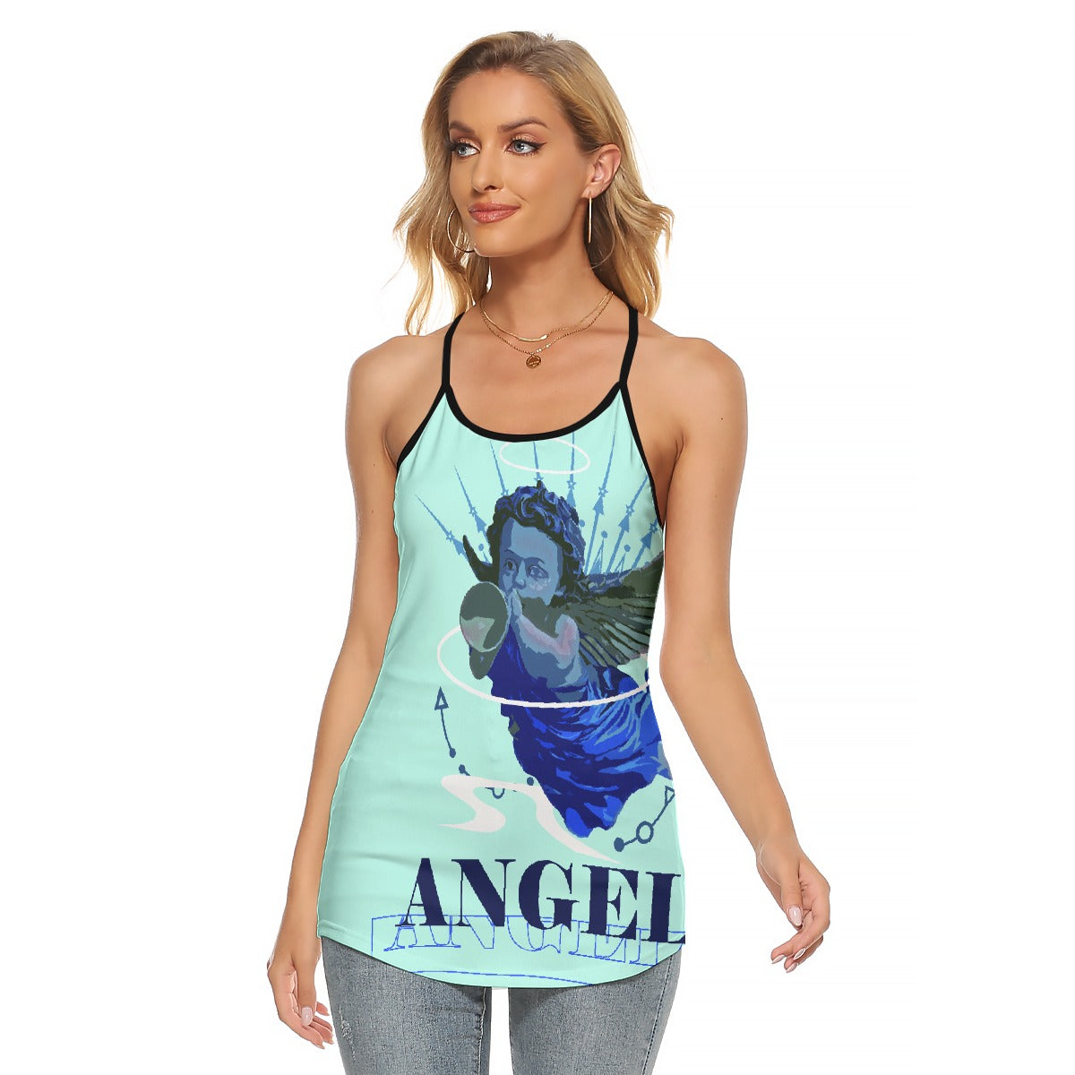 All-Over Print Women's Criss-Cross Open Back Tank Top