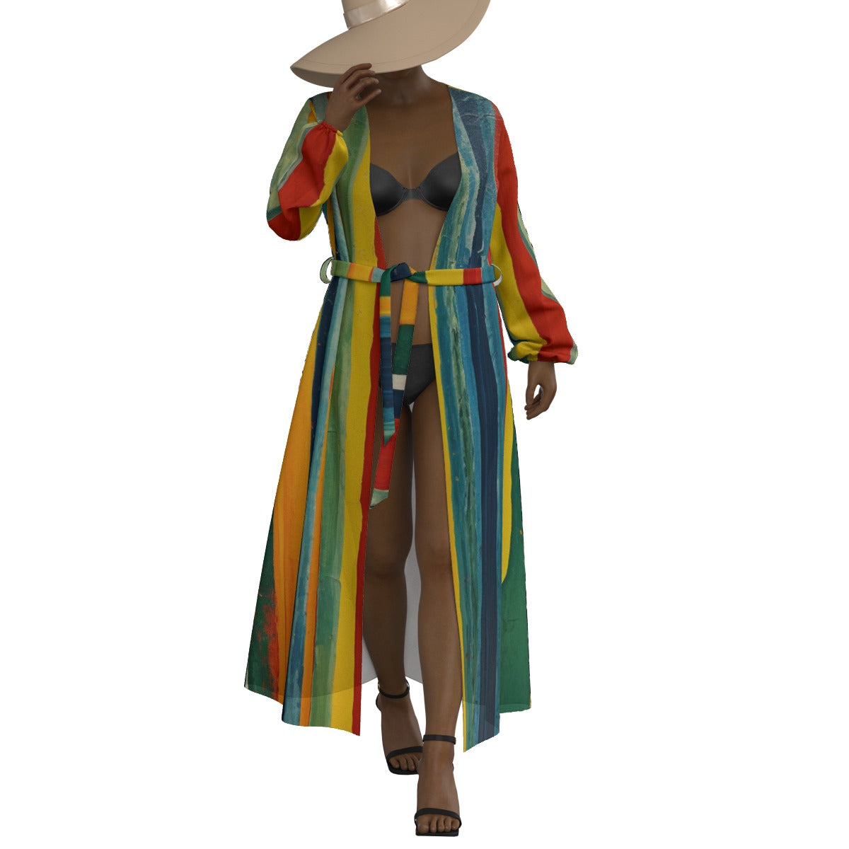 All-Over Print Women's Lace-up Chiffon Robe