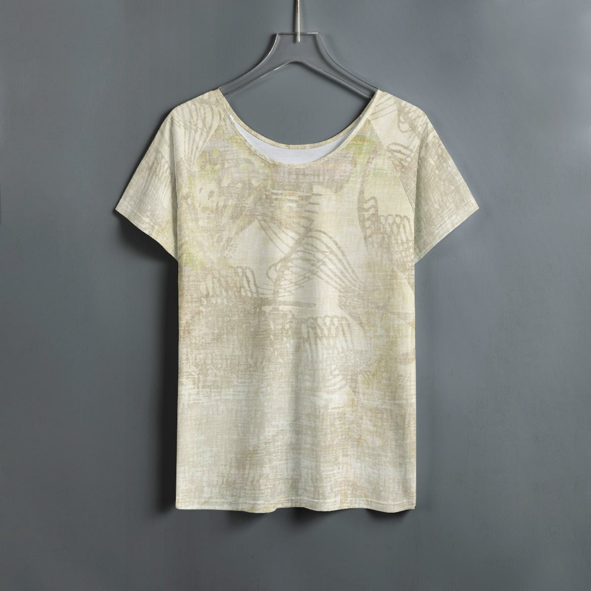 All-Over Print Women's Round Neck T-shirt With Raglan Sleeve