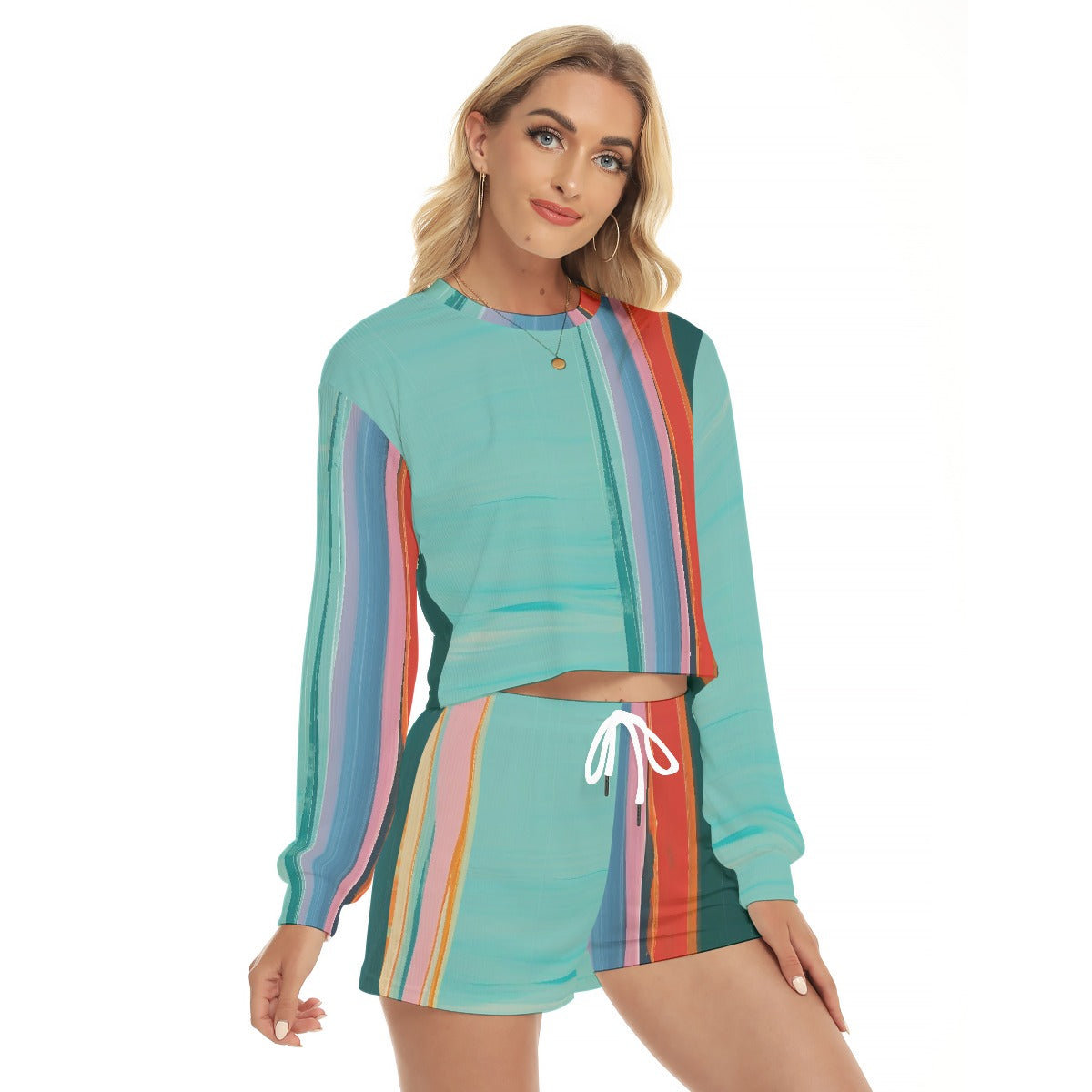 All-Over Print Women's Short Sweatshirt And Pants Suit