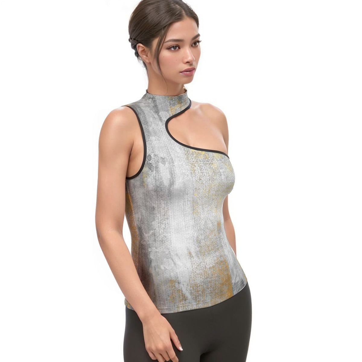 All-Over Print Women's Halter Sleeveless Asymmetrical Tank Top