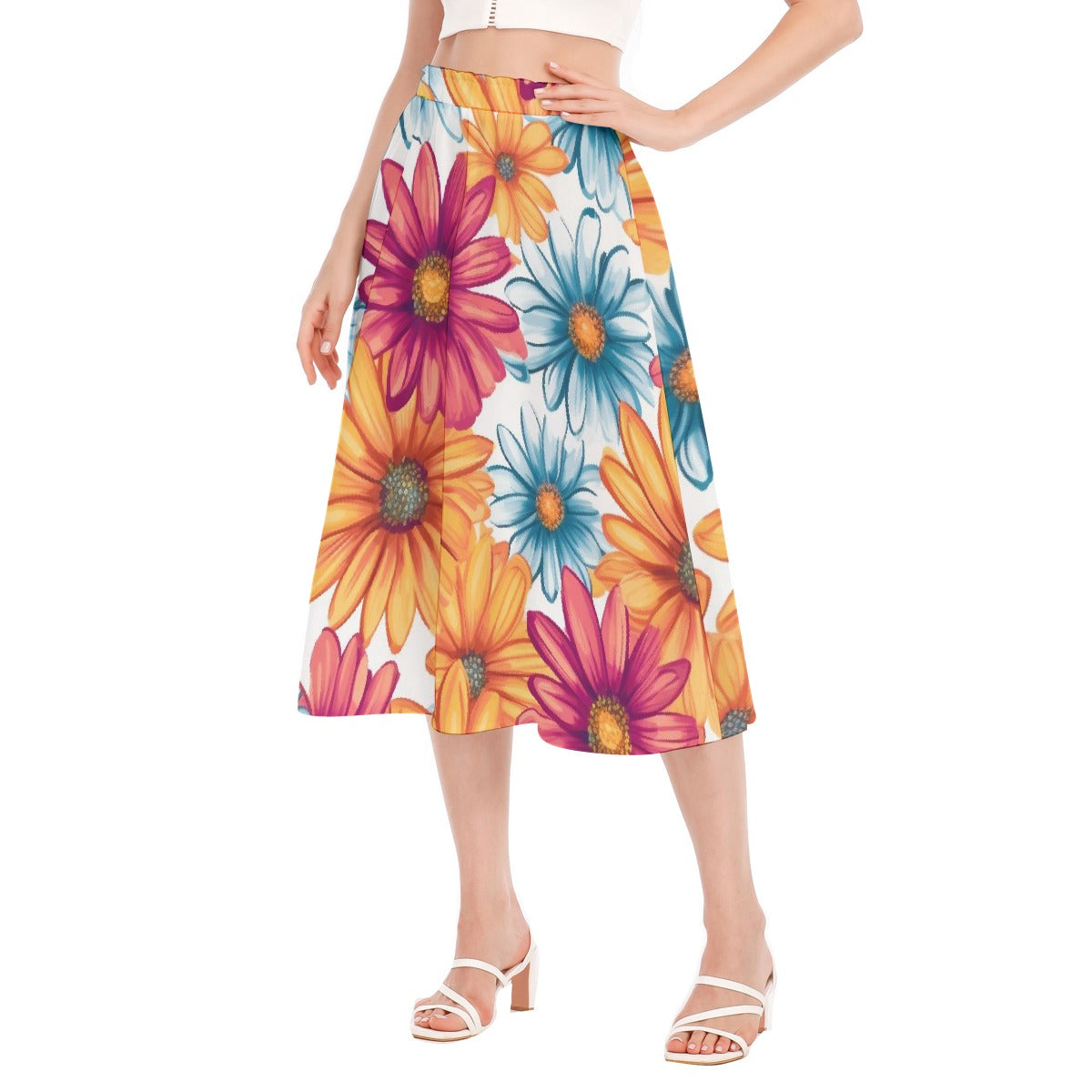 All-Over Print Women's Long Section Chiffon Skirt