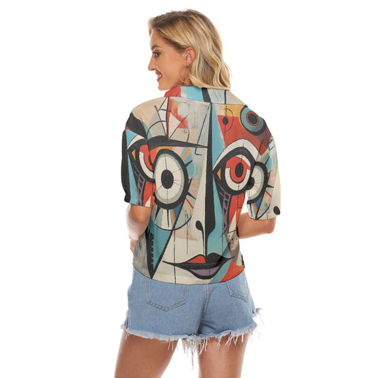 All-Over Print Women's V-neck Shirts