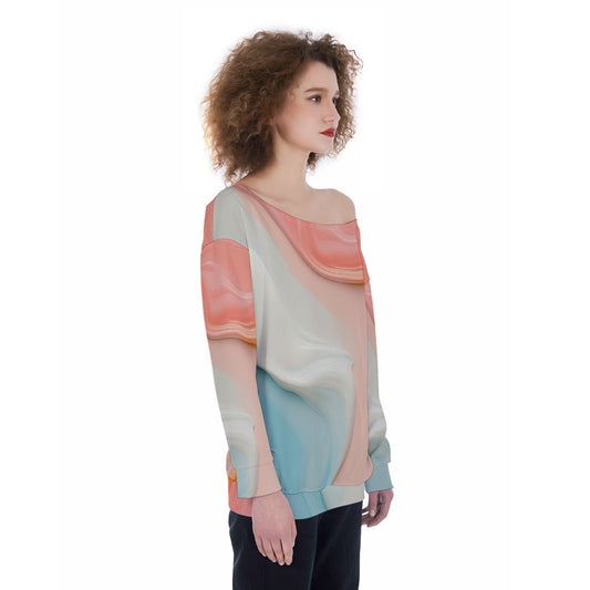 All-Over Print Oversized Women's Off-Shoulder Sweatshirt