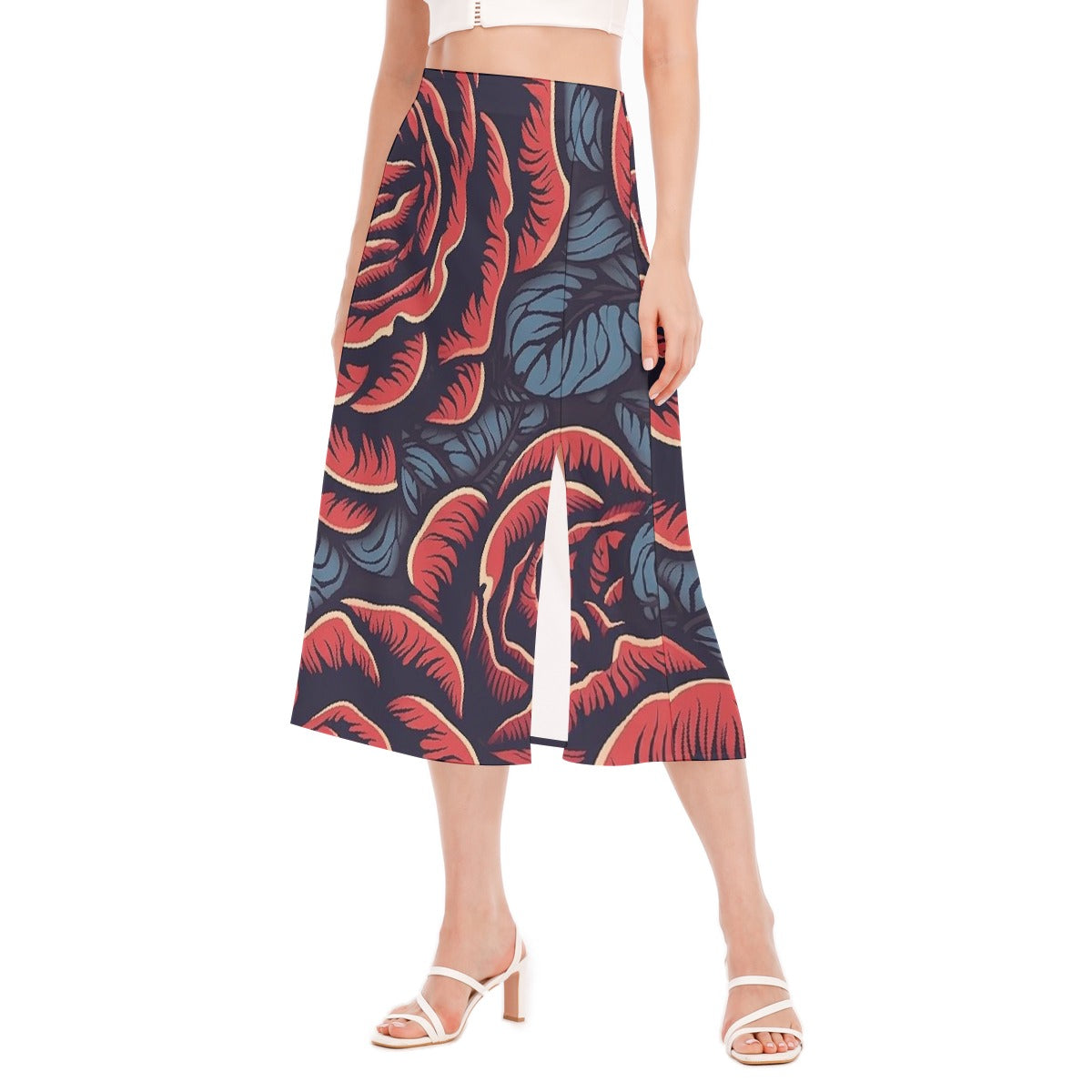 All-Over Print Women's High Slit Long Skirt
