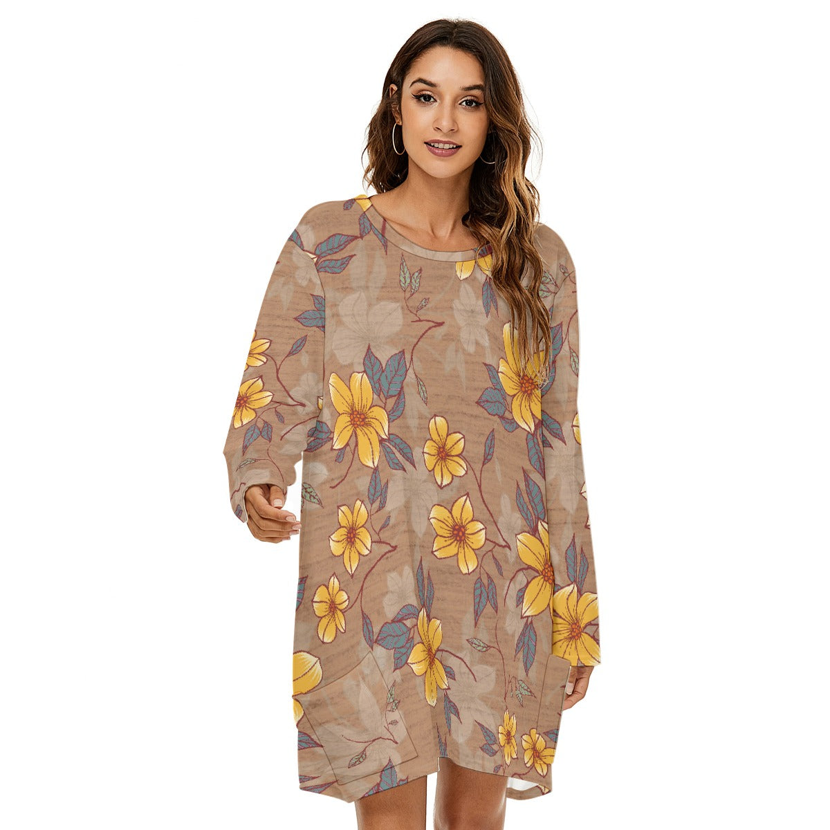 All-Over Print  Women's Loose Crew Neck Dress