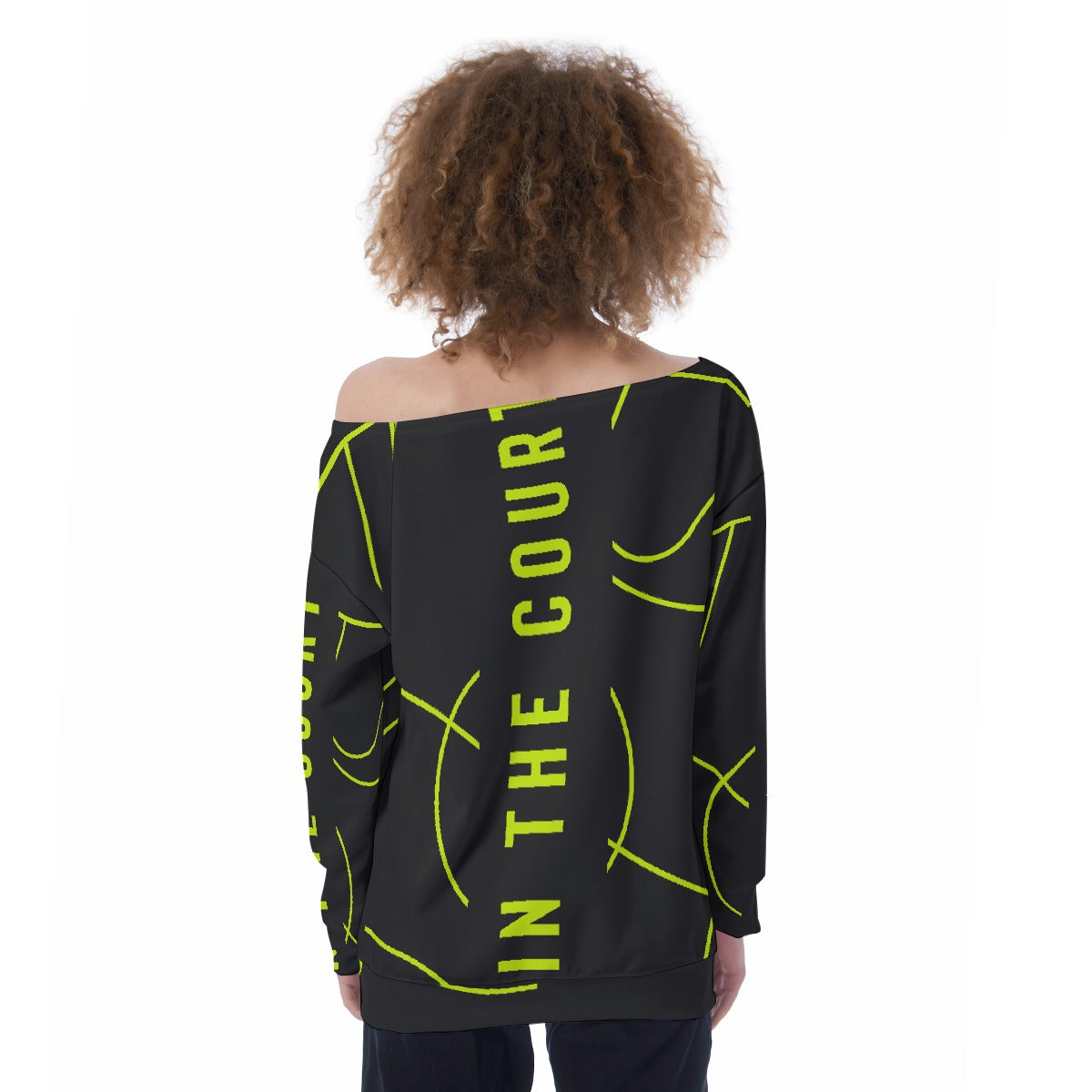 All-Over Print Oversized Women's Off-Shoulder Sweatshirt