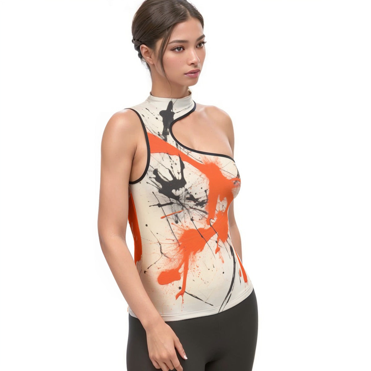 All-Over Print Women's Halter Sleeveless Asymmetrical Tank Top