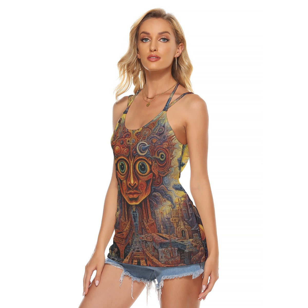 All-Over Print Women's Halter Top With Backless