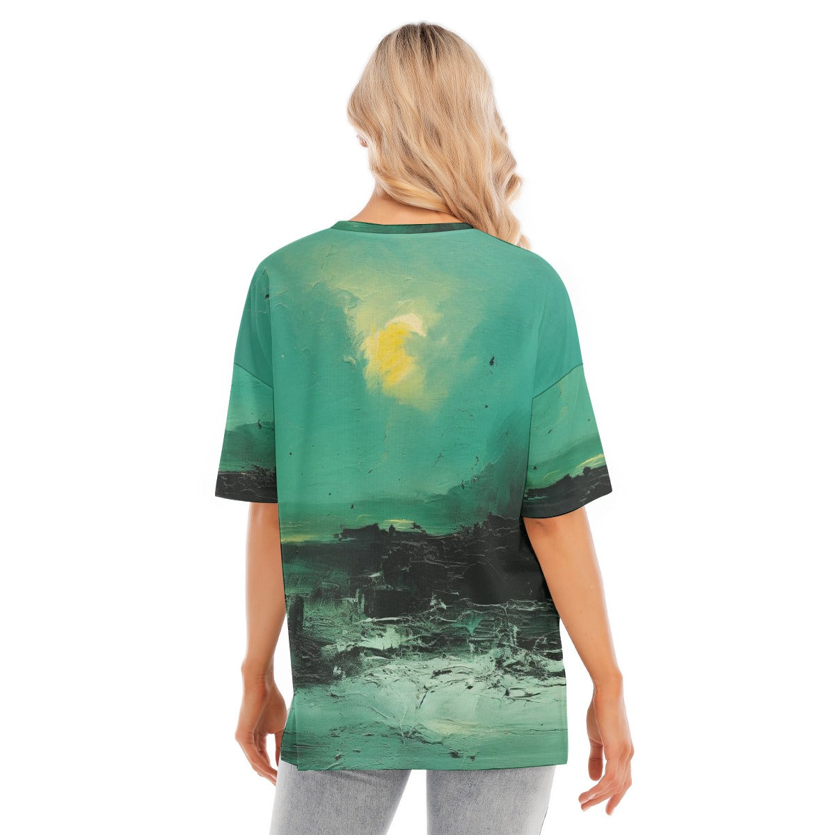 All-Over Print Women's Short Sleeves T-shirt With Hem Split