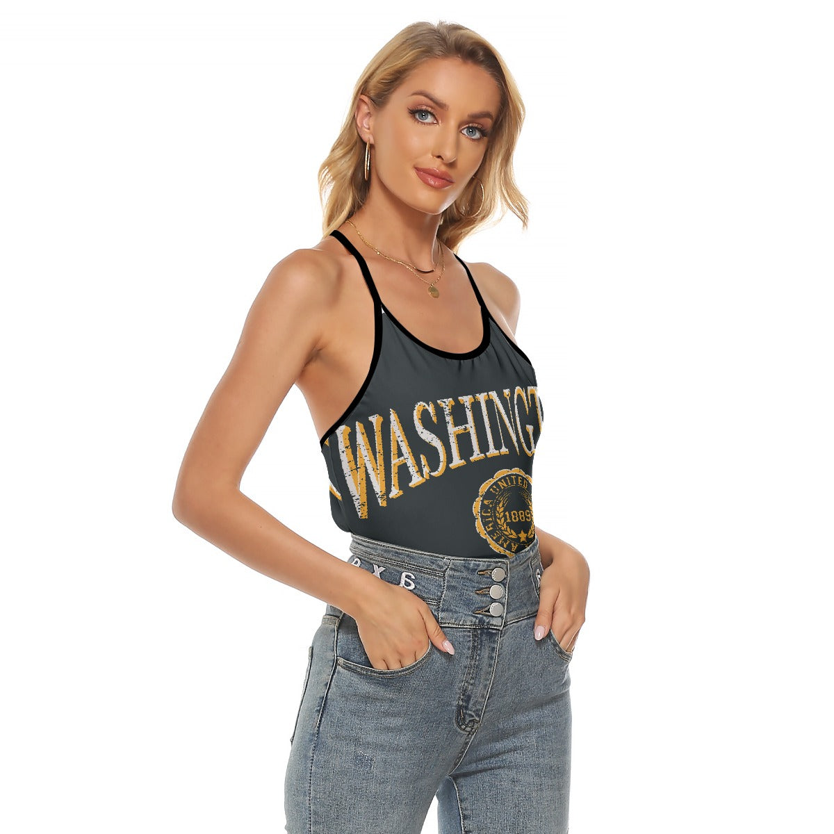 All-Over Print Women's Criss-Cross Open Back Tank Top