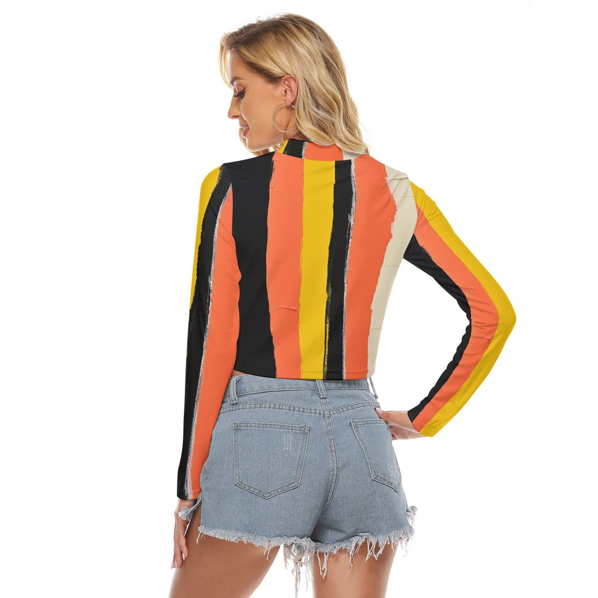 All-Over Print Women's Hollow Chest Keyhole Tight Crop Top